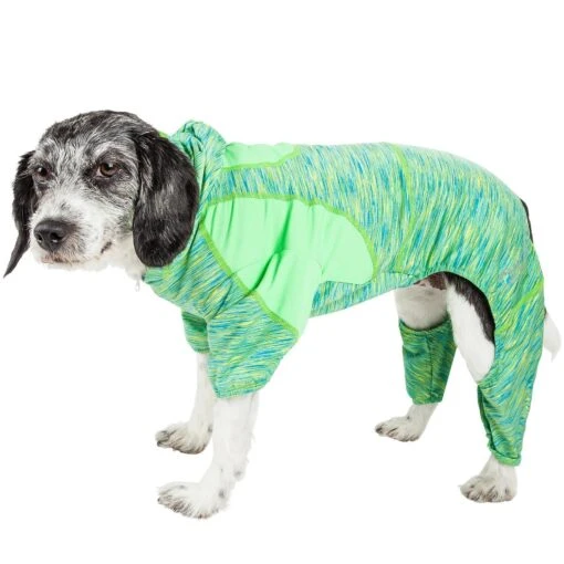 Pet Life ® Active 'Downward Dog' 4-Way-Stretch Fitness Yoga Dog Tracksuit Hoodie -Tropiclean Store pet life r active downward dog heathered performance 4 way stretch two toned full body warm up hoodie 316070