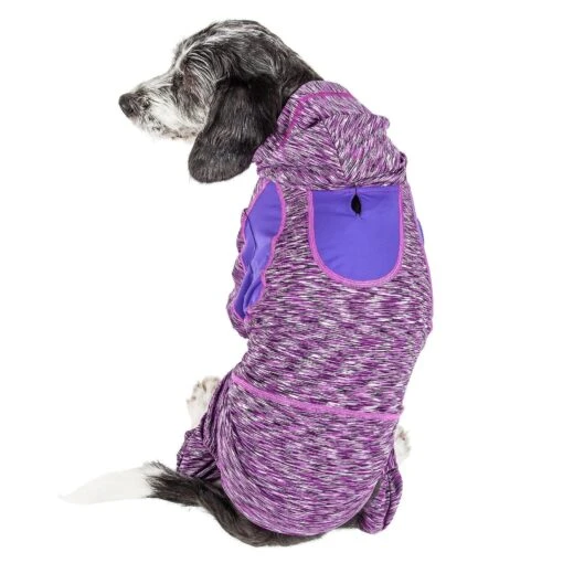 Pet Life ® Active 'Downward Dog' 4-Way-Stretch Fitness Yoga Dog Tracksuit Hoodie -Tropiclean Store pet life r active downward dog heathered performance 4 way stretch two toned full body warm up hoodie 687467