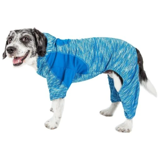 Pet Life ® Active 'Downward Dog' 4-Way-Stretch Fitness Yoga Dog Tracksuit Hoodie -Tropiclean Store pet life r active downward dog heathered performance 4 way stretch two toned full body warm up hoodie 696046