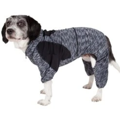 Pet Life ® Active 'Downward Dog' 4-Way-Stretch Fitness Yoga Dog Tracksuit Hoodie -Tropiclean Store pet life r active downward dog heathered performance 4 way stretch two toned full body warm up hoodie 702754