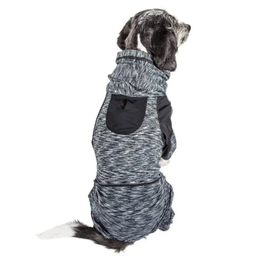 Pet Life ® Active 'Downward Dog' 4-Way-Stretch Fitness Yoga Dog Tracksuit Hoodie -Tropiclean Store pet life r active downward dog heathered performance 4 way stretch two toned full body warm up hoodie 831100