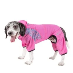 Pet Life ® Active 'Pawsterity' Mediumweight 4-Way-Stretch Yoga Fitness Dog Tracksuit Hoodie -Tropiclean Store pet life r active pawsterity heathered performance 4 way stretch two toned full bodied hoodie 829273