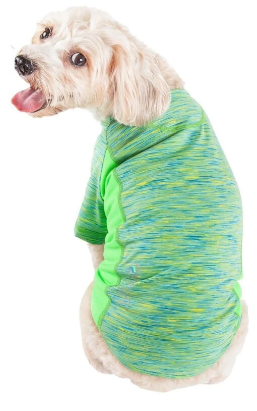 Pet Life ® Active 'Warf Speed' Heathered Ultra-Stretch Yoga Fitness Dog T-Shirt -Tropiclean Store pet life r active warf speed heathered ultra stretch sporty performance dog t shirt 436806