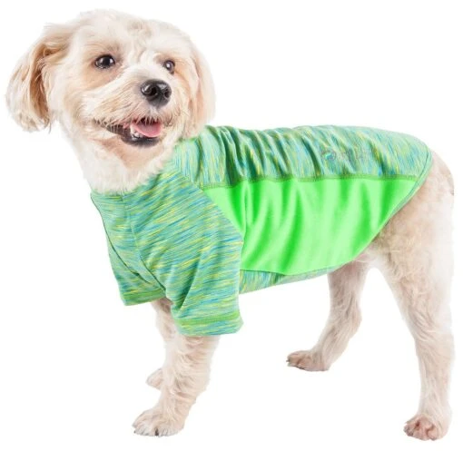 Pet Life ® Active 'Warf Speed' Heathered Ultra-Stretch Yoga Fitness Dog T-Shirt -Tropiclean Store pet life r active warf speed heathered ultra stretch sporty performance dog t shirt 802380