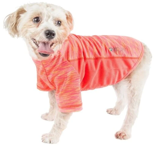 Pet Life ® Active 'Warf Speed' Heathered Ultra-Stretch Yoga Fitness Dog T-Shirt -Tropiclean Store pet life r active warf speed heathered ultra stretch sporty performance dog t shirt 893833