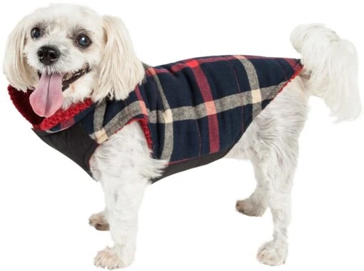 Pet Life ® 'Allegiance' Classical Insulated Plaid Fashion Dog Jacket -Tropiclean Store pet life r allegiance classical plaided insulated dog coat jacket 259187