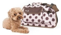 Pet Life ® Casual Polka-Dotted Airline Approved Folding Zippered Collapsible Travel Pet Dog Carrier W/ Pouch -Tropiclean Store pet life r casual polka dotted airline approved folding zippered collapsible travel pet dog carrier w pouch 484017