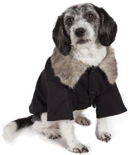 Pet Life ® 'Coast-Guard' Buttoned Fashion Faux-Fur Collared Wool Dog Coat -Tropiclean Store pet life r coast guard buttoned fashion faux fur collared wool dog coat 248756