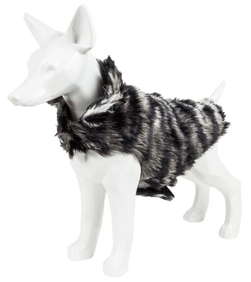 Pet Life ® Luxe 'Chauffurry' Zebra Patterned Designer Mink Fur Dog Coat -Tropiclean Store pet life r luxe chauffurry beautiful designer zebra patterned mink fur dog coat jacket 316746