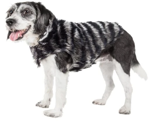 Pet Life ® Luxe 'Chauffurry' Zebra Patterned Designer Mink Fur Dog Coat -Tropiclean Store pet life r luxe chauffurry beautiful designer zebra patterned mink fur dog coat jacket 368270