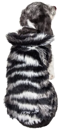 Pet Life ® Luxe 'Chauffurry' Zebra Patterned Designer Mink Fur Dog Coat -Tropiclean Store pet life r luxe chauffurry beautiful designer zebra patterned mink fur dog coat jacket 968348