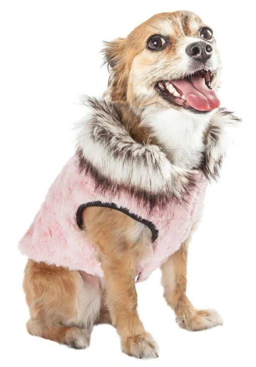 Pet Life ® Luxe 'Pinkachew' Charming Fashion Mink Fur Dog Coat -Tropiclean Store pet life r luxe pinkachew charming designer mink fur dog coat jacket 423729