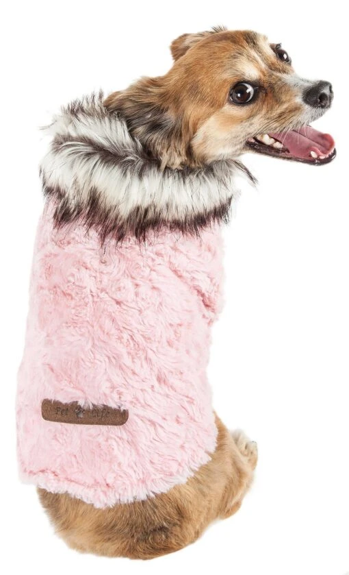 Pet Life ® Luxe 'Pinkachew' Charming Fashion Mink Fur Dog Coat -Tropiclean Store pet life r luxe pinkachew charming designer mink fur dog coat jacket 544029