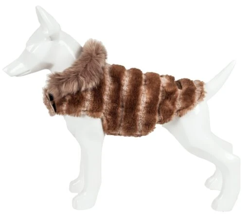 Pet Life ® Luxe 'Tira-Poochoo' Tiramisu Patterned Mink Fur Designer Dog Jacket -Tropiclean Store pet life r luxe tira poochoo tiramisu patterned mink dog coat jacket 203851