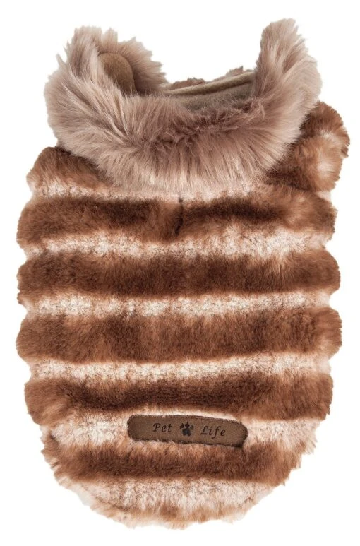 Pet Life ® Luxe 'Tira-Poochoo' Tiramisu Patterned Mink Fur Designer Dog Jacket -Tropiclean Store pet life r luxe tira poochoo tiramisu patterned mink dog coat jacket 534965