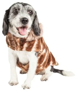 Pet Life ® Luxe 'Tira-Poochoo' Tiramisu Patterned Mink Fur Designer Dog Jacket -Tropiclean Store pet life r luxe tira poochoo tiramisu patterned mink dog coat jacket 566767