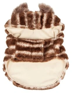 Pet Life ® Luxe 'Tira-Poochoo' Tiramisu Patterned Mink Fur Designer Dog Jacket -Tropiclean Store pet life r luxe tira poochoo tiramisu patterned mink dog coat jacket 591673