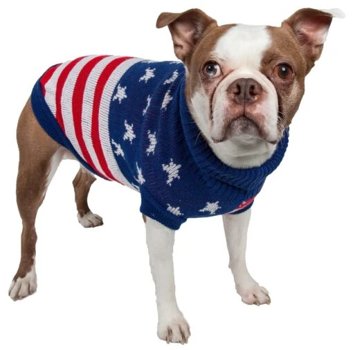 Pet Life ® 'Patriot Independence Star' Heavy Knitted Fashion Ribbed Turtle Neck Dog Sweater -Tropiclean Store pet life r patriot independence star heavy knitted fashion ribbed turtle neck dog sweater 716160