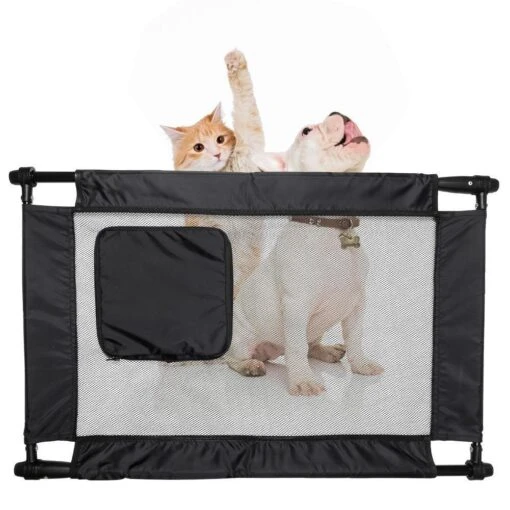 Pet Life ® 'Porta Gate' Anti-Drilling Nylon Mesh Collapsible Folding Travel Safety Pet Cat Dog Gate W/ Zippered Entrance -Tropiclean Store pet life r porta gate anti drilling nylon mesh collapsible folding travel safety pet cat dog gate w zippered entrance 321195