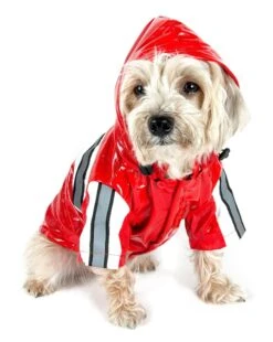 Pet Life ® 'Reflecta-Glow' Reflective Waterproof Adjustable Dog Raincoat Jacket W/ Removable Hood -Tropiclean Store pet life r reflecta glow reflective waterproof adjustable dog raincoat jacket w removable hood 508665