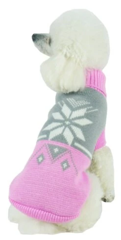 Pet Life ® Snow Flake Cable-Knitted Ribbed Fashion Turtle Neck Dog Sweater -Tropiclean Store pet life r snow flake cable knitted ribbed fashion turtle neck dog sweater 531014