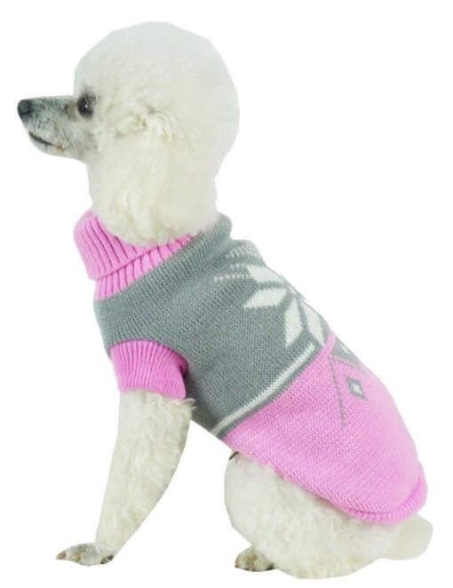 Pet Life ® Snow Flake Cable-Knitted Ribbed Fashion Turtle Neck Dog Sweater -Tropiclean Store pet life r snow flake cable knitted ribbed fashion turtle neck dog sweater 723153