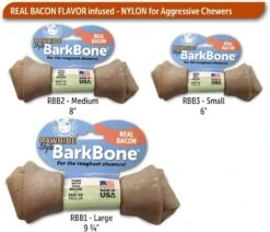 Pet Qwerks Made-in-the-USA Nylon And Bacon BarkBone Rawhide Dog Treats - Large -Tropiclean Store pet qwerks made in the usa nylon and bacon barkbone rawhide dog treats large 437329