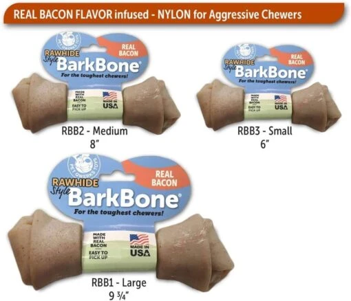 Pet Qwerks Made-in-the-USA Nylon And Bacon BarkBone Rawhide Dog Treats - Large -Tropiclean Store pet qwerks made in the usa nylon and bacon barkbone rawhide dog treats large 437329