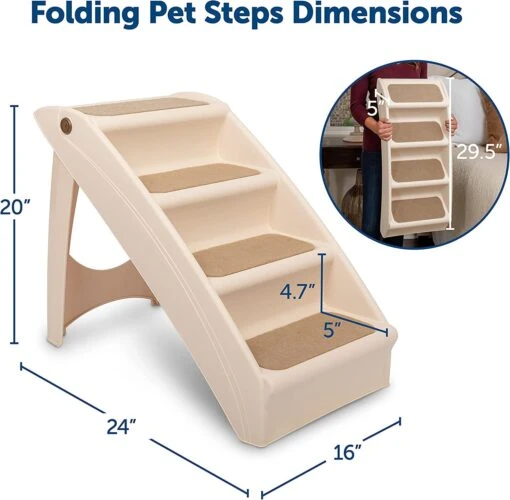 Petsafe Cozyup Folding Pet Steps - Tan - Extra Large -Tropiclean Store petsafe cozyup folding pet steps tan extra large 190588