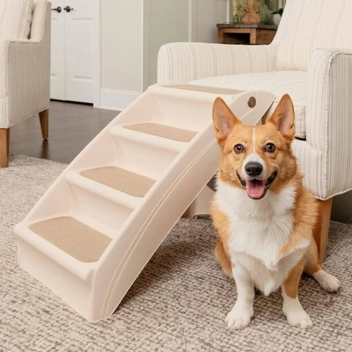 Petsafe Cozyup Folding Pet Steps - Tan - Extra Large -Tropiclean Store petsafe cozyup folding pet steps tan extra large 828478