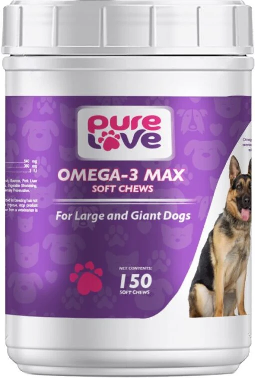 Pure Love EZ-Chew Omega-3 Fatty Acid Soft Chews For Large And Giant Dogs -Tropiclean Store pure love ez chew omega 3 fatty acid soft chews for large and giant dogs 912524