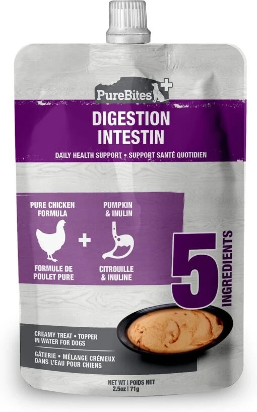 Purebites Gut & Digestion Squeezable Pouch Dog Food Toppings - 2.5 Oz Pouches - Case Of 15 -Tropiclean Store purebites gut digestion squeezable pouch dog food toppings 25 oz pouches case of 15 650148