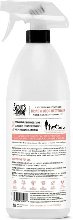 Skout's Honor Cat Urine & Odor Destroyer Stain And Odor Remover - 128 Oz Jug -Tropiclean Store skouts honor cat urine odor destroyer stain and odor remover 128 oz jug 695743