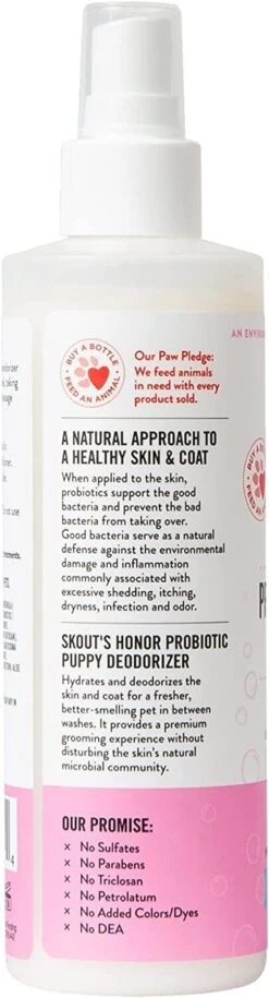 Skout's Honor Probiotic Daily Use Happy Puppy Dog Deodorizer - 8 Oz Bottle -Tropiclean Store skouts honor probiotic daily use happy puppy dog deodorizer 8 oz bottle 349383