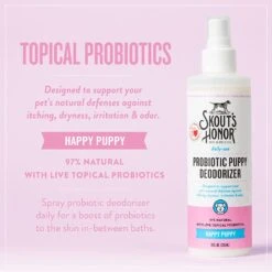 Skout's Honor Probiotic Daily Use Happy Puppy Dog Deodorizer - 8 Oz Bottle -Tropiclean Store skouts honor probiotic daily use happy puppy dog deodorizer 8 oz bottle 708273