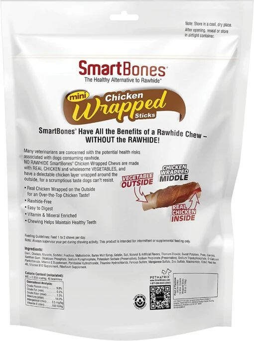 Smartbones Chicken Wrapped Sticks Dog Dental And Hard Chews - Chicken - Mini - 15 Pack -Tropiclean Store smartbones chicken wrapped sticks dog dental and hard chews chicken mini 15 pack 101952