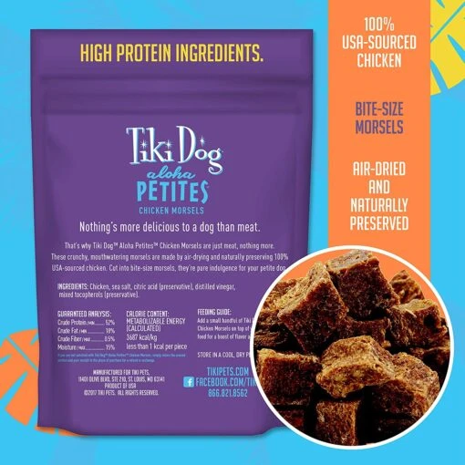 Tiki Dog Aloha Petites Air-Dried Morsels Chicken Food Toppers - 5 Oz Pouch -Tropiclean Store tiki dog aloha petites air dried morsels chicken food toppers 5 oz pouch 145014