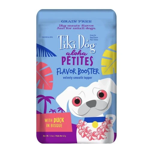 Tiki Dog Aloha Petites Flavor Booster Duck Dog Food Topper And Mixer - 1.5 Oz Pouches - Case Of 12 -Tropiclean Store tiki dog aloha petites flavor booster duck dog food topper and mixer 15 oz pouches case of 12 849979