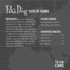 Tiki Dog Taste Of The World French Beef Burgundy Canned Dog Food - 12 Oz Can - Case Of 8 -Tropiclean Store tiki dog taste of the world french beef burgundy canned dog food 12 oz can case of 8 157897