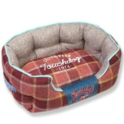 Touchdog 'Archi-Checked' Designer Plaid Oval Dog Bed -Tropiclean Store touchdog archi checked designer plaid oval dog bed 216577