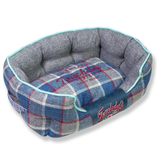 Touchdog 'Archi-Checked' Designer Plaid Oval Dog Bed -Tropiclean Store touchdog archi checked designer plaid oval dog bed 287335