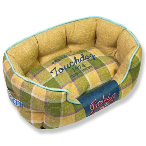 Touchdog 'Archi-Checked' Designer Plaid Oval Dog Bed -Tropiclean Store touchdog archi checked designer plaid oval dog bed 995484