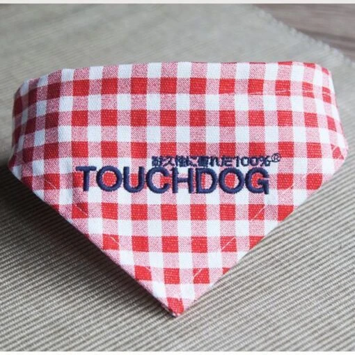 Touchdog Plaid Patterned Hook-and-Loop Fashion Dog Bandana -Tropiclean Store touchdog bad to the bone plaid patterned fashionable velcro bandana 105685