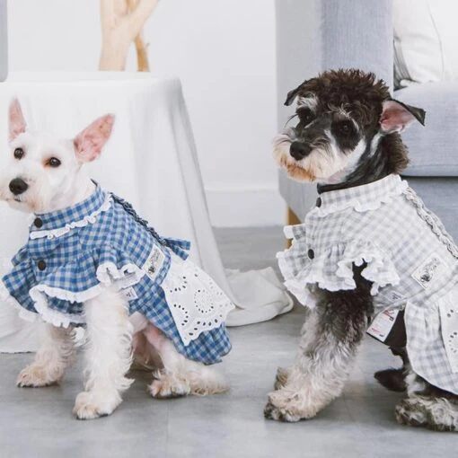 Touchdog 'I Love Poochi' Classical Plaid Fashion Designer Dog Dress -Tropiclean Store touchdog i love poochi classical fashion plaid dog dress 269573