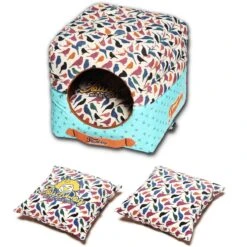 Touchdog ® 'Chirpin-Avery' 2-in-1 Collapsible Squared Dog And Cat Bed -Tropiclean Store touchdog r chirpin avery convertible squared 2 in 1 collapsible pet dog cat bed house 761459