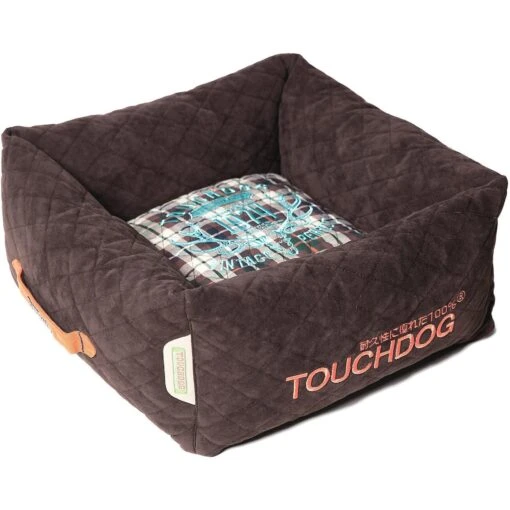 Touchdog ® 'Exquisite-Wuff' Quilted Squared Designer Dog Bed -Tropiclean Store touchdog r exquisite wuff posh rectangular diamond stitched fashion designer quilted fleece pet dog bed mat lounge 389697