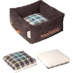 Touchdog ® 'Exquisite-Wuff' Quilted Squared Designer Dog Bed -Tropiclean Store touchdog r exquisite wuff posh rectangular diamond stitched fashion designer quilted fleece pet dog bed mat lounge 519458