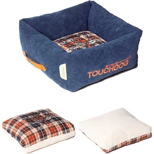 Touchdog ® 'Exquisite-Wuff' Quilted Squared Designer Dog Bed -Tropiclean Store touchdog r exquisite wuff posh rectangular diamond stitched fashion designer quilted fleece pet dog bed mat lounge 707660