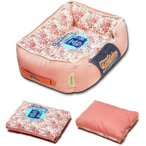 Touchdog ® 'Floral-Galoral' Designer Rectangular Dog Bed -Tropiclean Store touchdog r floral galoral vintage printed ultra plush rectangular fashion designer pet dog bed lounge 266475