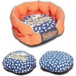 Touchdog ® 'Lazy-Bones' Rabbit-Spotted Rounded Designer Dog Bed -Tropiclean Store touchdog r lazy bones rabbit spotted premium rounded fashion designer pet dog bed lounge 287494